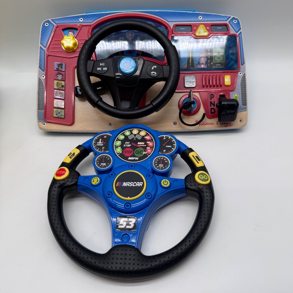 Melissa & Doug Paw Patrol Dashboard & NASCAR Steering Wheel Blue Red Toy Set